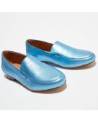 Mocassins en Cuir Love irisés bleus