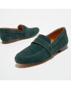 Mocassins en Velours de Cuir Heart vert bouteille