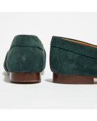 Mocassins en Velours de Cuir Heart vert bouteille