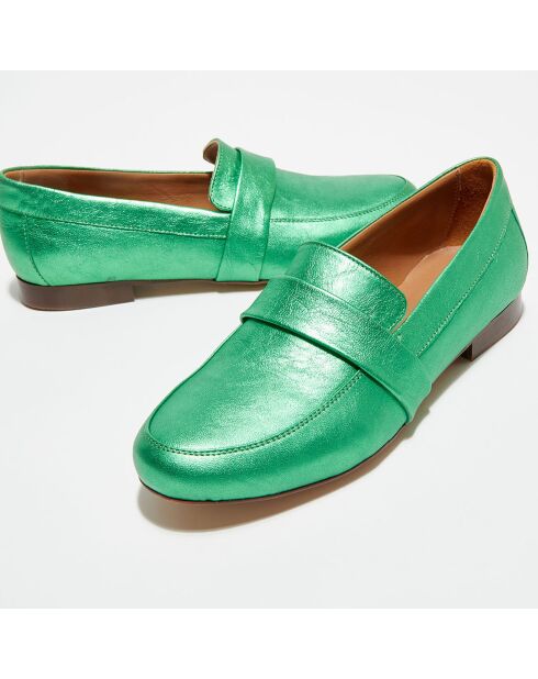 Mocassins en Cuir Heart irisés verts