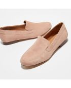 Mocassins en Velours de Cuir Love nude