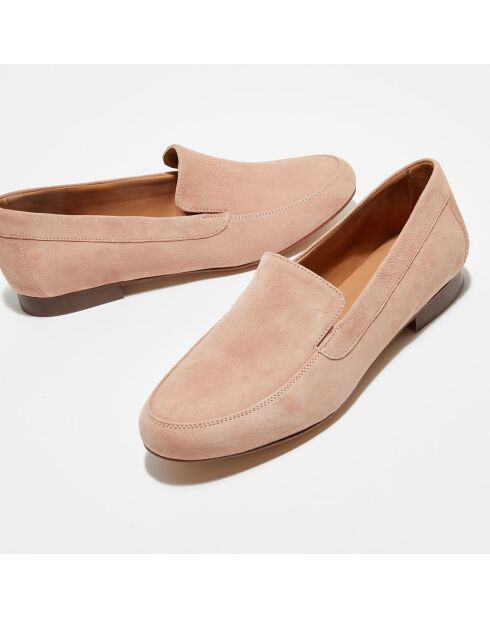 Mocassins en Velours de Cuir Love nude