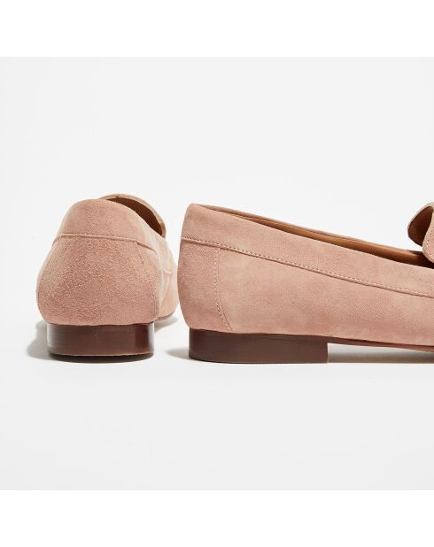 Mocassins en Velours de Cuir Love nude