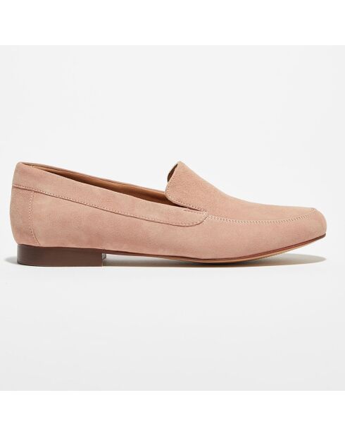 Mocassins en Velours de Cuir Love nude