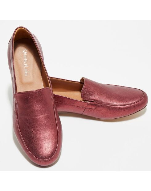 Mocassins en Cuir Love irisés cerise