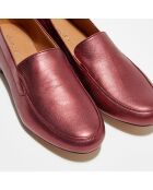 Mocassins en Cuir Love irisés cerise