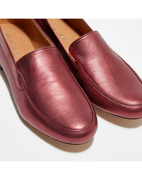 Mocassins en Cuir Love irisés cerise