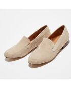 Mocassins en Velours de Cuir Love taupe