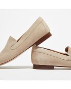 Mocassins en Velours de Cuir Love taupe