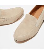 Mocassins en Velours de Cuir Love taupe