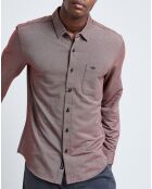 Chemise Slim Flex rayures rouge/blanc