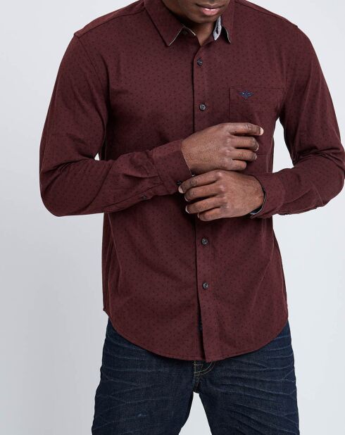 Chemise Slim Flex motifs rouge foncé/marine