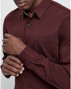 Chemise Slim Flex motifs rouge foncé/marine