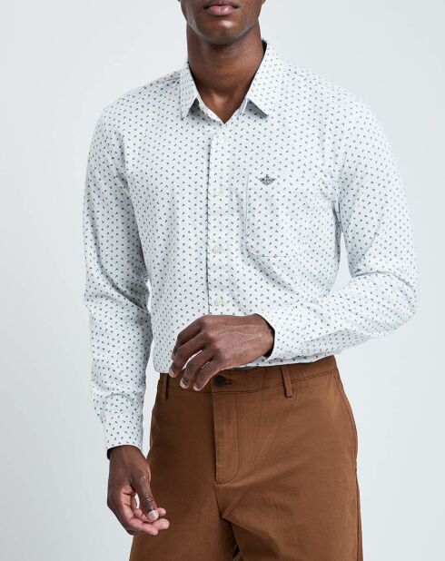 Chemise Slim Fit Flex motifs gris/marine