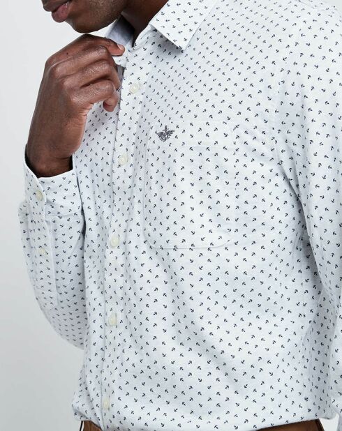 Chemise Slim Fit Flex motifs gris/marine