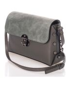 Sac bandoulière  en Cuir Lina gris - 26x9x17 cm