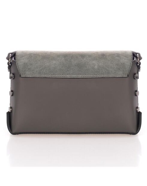 Sac bandoulière  en Cuir Lina gris - 26x9x17 cm