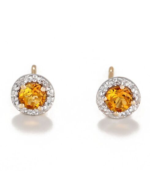 Boucles d'oreilles Popi Diamants 0.05 ct Citrines 0.46 ct or jaune