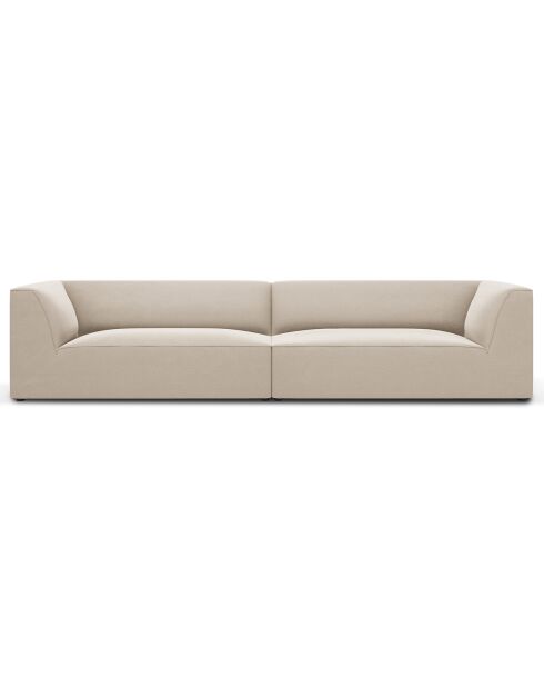 Canapé droit Velours Sao 4 Places beige - 302x93x69 cm