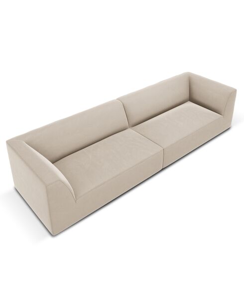 Canapé droit Velours Sao 4 Places beige - 302x93x69 cm
