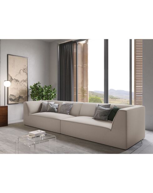 Canapé droit Velours Sao 4 Places beige - 302x93x69 cm