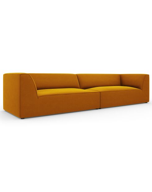 Canapé droit Velours Sao 4 Places jaune - 302x93x69 cm