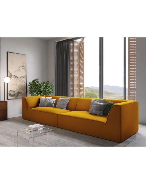 Canapé droit Velours Sao 4 Places jaune - 302x93x69 cm