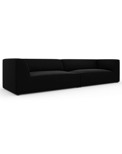 Canapé droit Velours Sao 4 Places noir - 302x93x69 cm