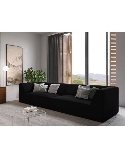 Canapé droit Velours Sao 4 Places noir - 302x93x69 cm