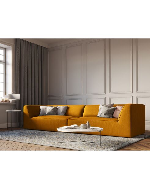 Canapé droit Velours Sao 4 Places jaune - 302x93x69 cm