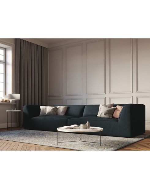 Canapé droit Velours Sao 4 Places bleu - 302x93x69 cm