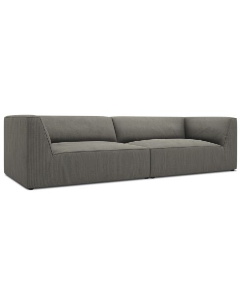 Canapé droit Velours Sao 4 Places gris clair - 302x93x69 cm