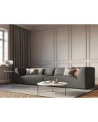 Canapé droit Velours Sao 4 Places gris clair - 302x93x69 cm