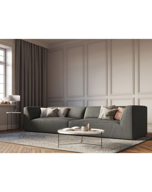 Canapé droit Velours Sao 4 Places gris clair - 302x93x69 cm