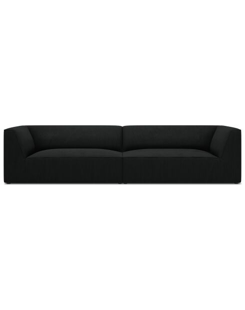 Canapé droit Velours Sao 4 Places noir - 302x93x69 cm
