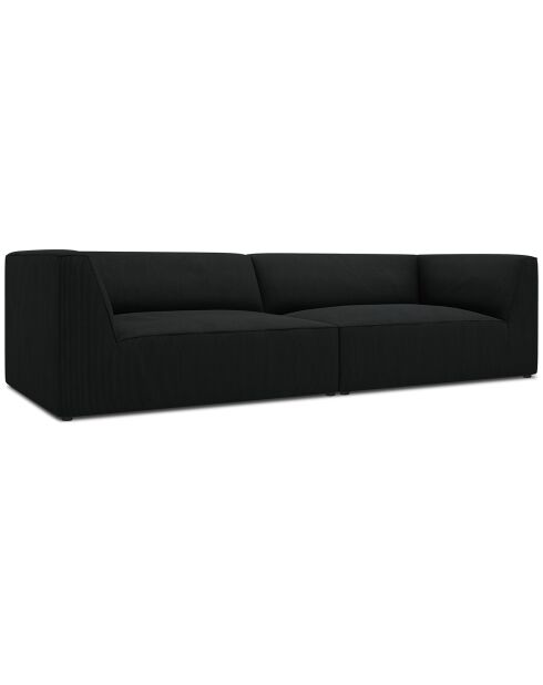 Canapé droit Velours Sao 4 Places noir - 302x93x69 cm
