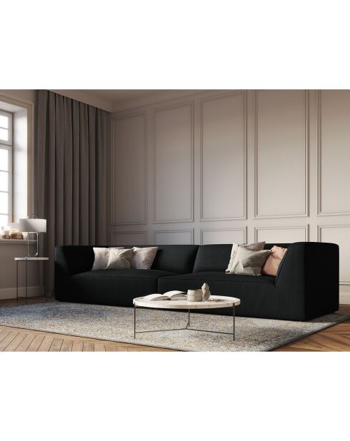Canapé droit Velours Sao 4 Places noir - 302x93x69 cm