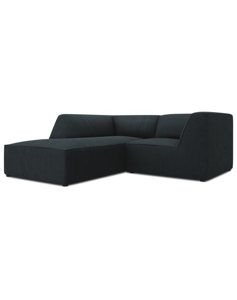 Canapé d'angle gauche Velours Sao 3 Places bleu - 186x180x69 cm