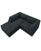 Canapé d'angle gauche Velours Sao 3 Places bleu - 186x180x69 cm