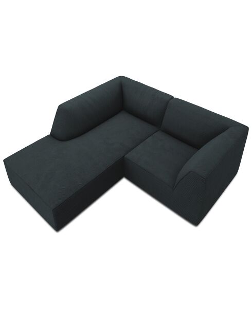 Canapé d'angle gauche Velours Sao 3 Places bleu - 186x180x69 cm