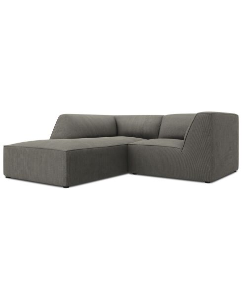 Canapé d'angle gauche Velours Sao 3 Places gris clair - 186x180x69 cm