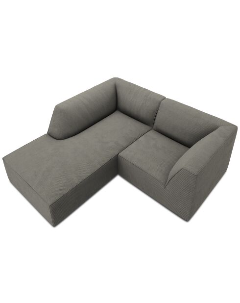 Canapé d'angle gauche Velours Sao 3 Places gris clair - 186x180x69 cm
