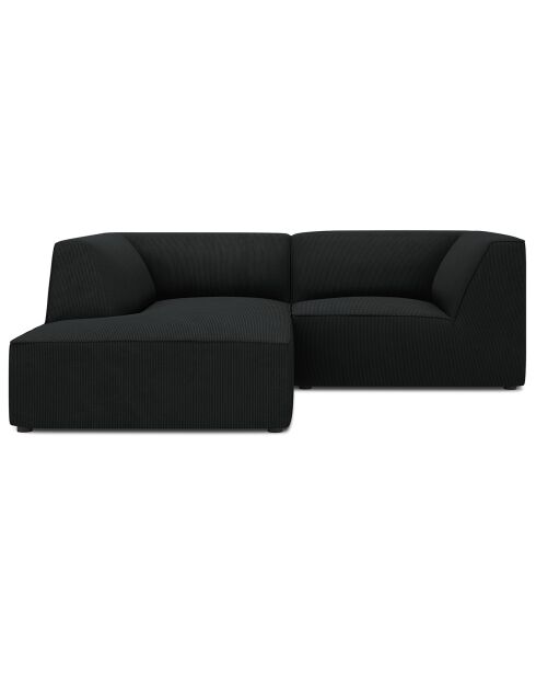 Canapé d'angle gauche Velours Sao 3 Places noir - 186x180x69 cm