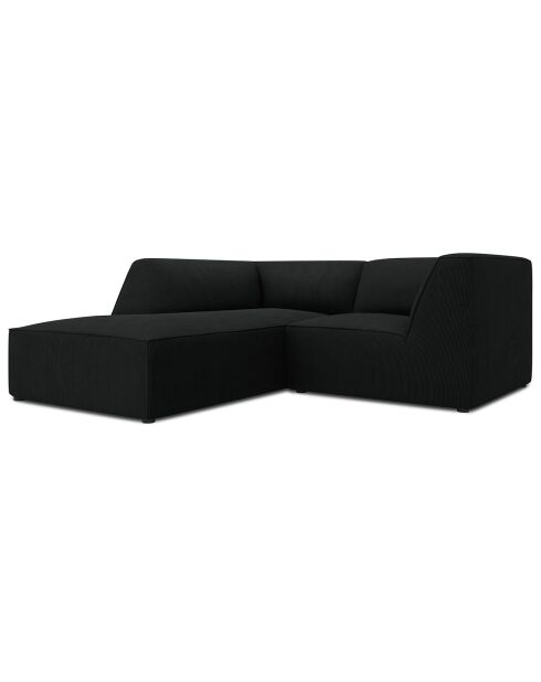 Canapé d'angle gauche Velours Sao 3 Places noir - 186x180x69 cm
