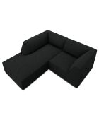 Canapé d'angle gauche Velours Sao 3 Places noir - 186x180x69 cm