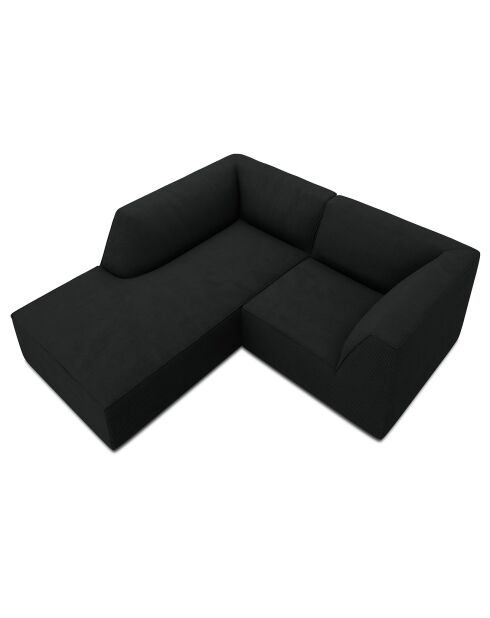 Canapé d'angle gauche Velours Sao 3 Places noir - 186x180x69 cm
