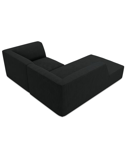 Canapé d'angle gauche Velours Sao 3 Places noir - 186x180x69 cm