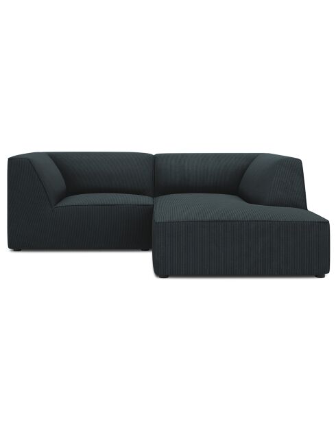 Canapé d'angle droit Velours Sao 3 Places bleu - 186x180x69 cm