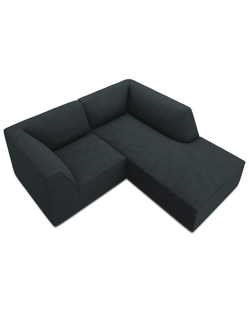 Canapé d'angle droit Velours Sao 3 Places bleu - 186x180x69 cm