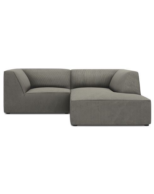 Canapé d'angle droit Velours Sao 3 Places gris clair - 186x180x69 cm